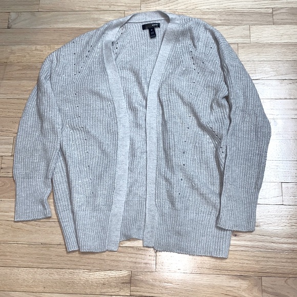 Aqua Sweaters - Aqua open knit chunky gray cardigan size xs